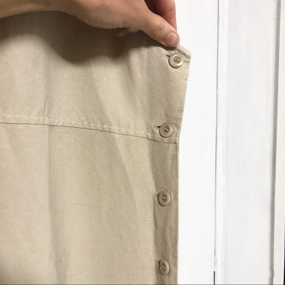 Vintage Liz Claiborne Linen Blend Tan Maxi Dress - Picture 3 of 5